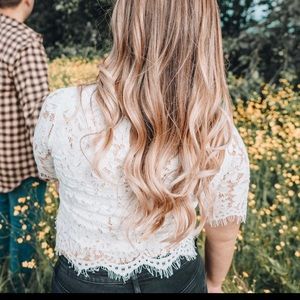 Space 46 lace crop top